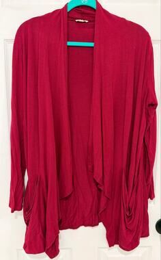 Women's Sweet Pea Burgundy Red Cardigan Medium Weight Long Sleeve 1XL